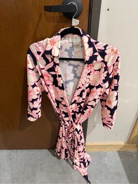 JB by Julie Brown Pink & Navy Floral Wrap Dress